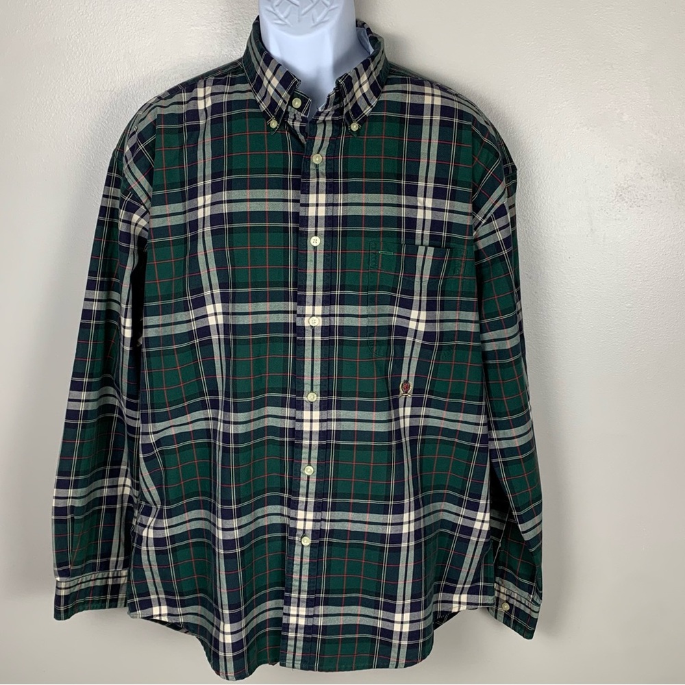 Tommy‎ Hilfiger Shirt Mens XL Green Plaid Classic Fit Button Down Long Sleeve